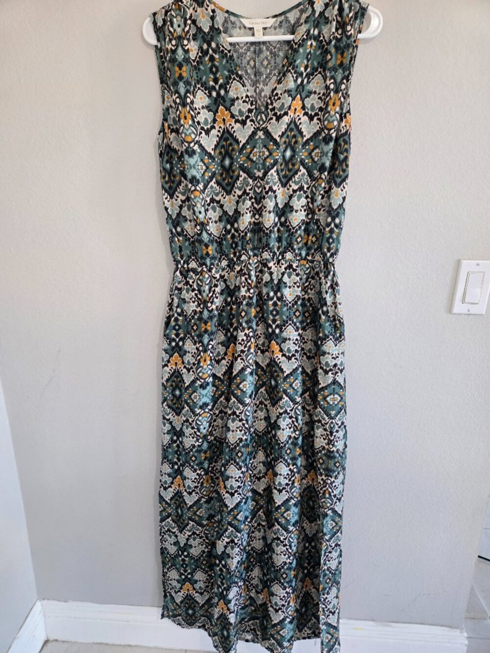 Garnet Hill Linen Cinched-Waist Maxi Dress size 2